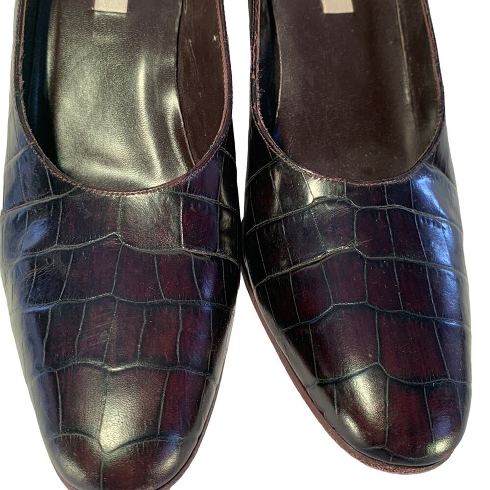 Ann Taylor Dark Brown Print Calf Pumps 8 - Picture 5 of 14